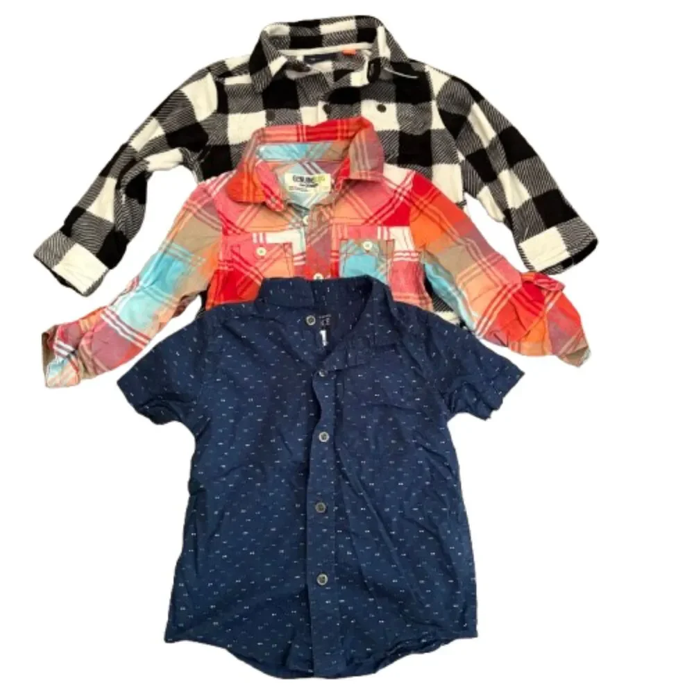 Lot of 3 Toddler Boys Button-Up Church Shirts Assorted Brands & Styles‎ Size 3T
